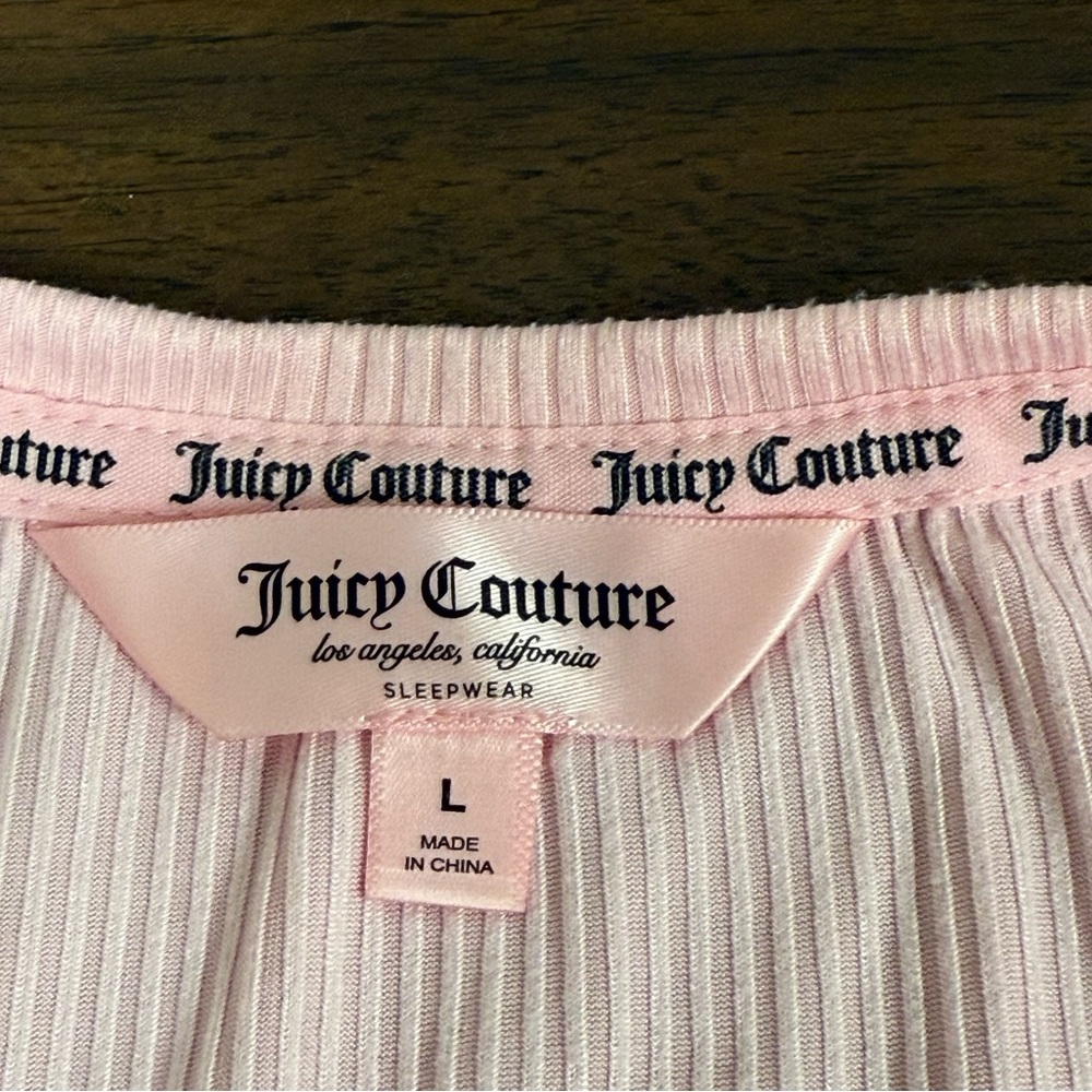 Juicy Couture Pink Rhinestone Tank L | Ribbed Sleepwear Lounge Cami Top - Picture 5 of 8